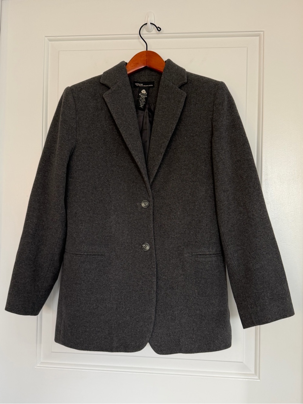 Cashmere Wool Blend Valerie Stevens Vintage Gray Tailored Blazer Petite Woolmark
